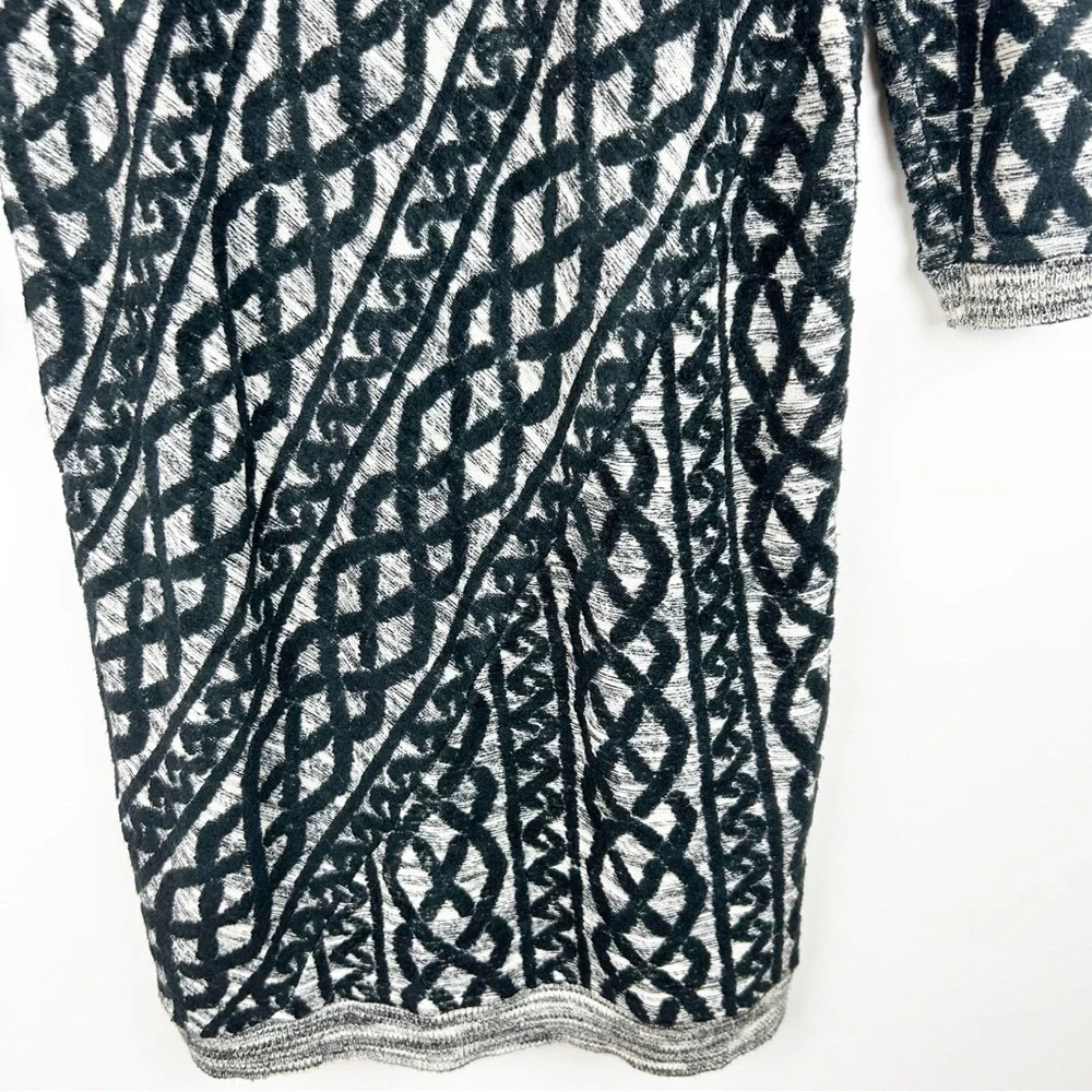 Moth Anthropologie Sweater Dress Black Gray Knit Pattern 3/4 Sleeve - Picture 11 of 12